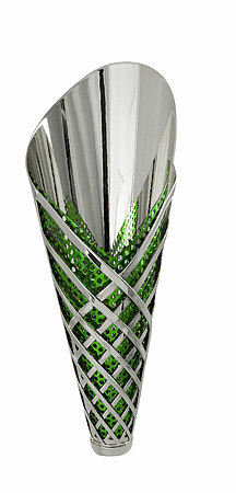 255SGNB Silver and green metal cup on marble base $48.00