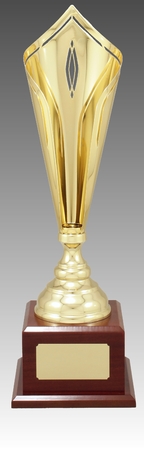 AD426 gold Italian metal cup on timber base (465mm high) $185.00