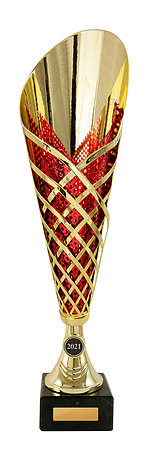 C21-6220 Gold and red metal cup on marble base $59.00