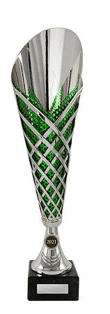 C21-6302 Silver and green metal cup on marble base $48.00