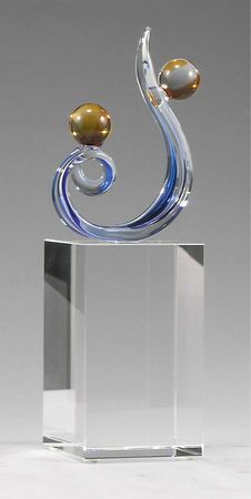 CA71  glass art on crystal block $130.00