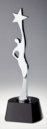 YJ941 85mm thick black crystal base with chrome figurine $225.00