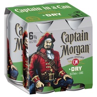 CAPTAIN MORGAN SPICED 6% and DRY 4 x 375ML CANS - Image 1
