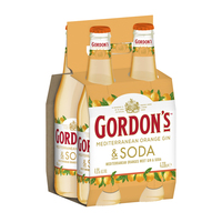GORDONS MEDITERRANEAN ORANGE GIN and SODA 4 x 330ML STUBBIES - Image 1