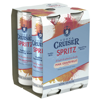 VODKA CRUISER SPRITZ PINK GRAPEFRUIT 4 PACKS x 275ML CANS - Image 1
