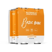 BASIC BABE GINGER LIME SELTZER 4 PACK x 250ML CANS - Image 1