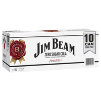 JIM BEAM and ZERO SUGAR COLA 5% 10 PACKS 375ML CANS - Image 1