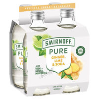 SMIRNOFF PURE GINGER LIME and SODA 4 x 330ML STUBBIES - Image 1