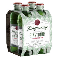 TANQUERAY GIN and TONIC 5.3% 4 x 275ML STUBBIES - Image 1