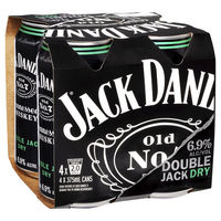 JACK DANIEL'S 6.9% DOUBLE JACK and DRY 4 x 375ML CANS - Image 1