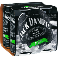 JACK DANIEL'S and DRY 4 x 375ML CANS - Image 1