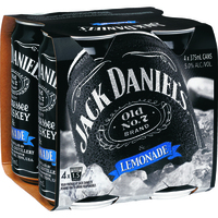 JACK DANIEL'S and LEMONADE 4 x 375ML CANS - Image 1
