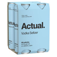 ACTUAL VODKA SELTZER PURE 4 x 300ML CANS - Image 1