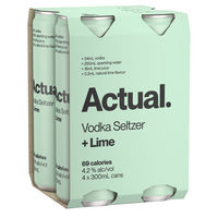 ACTUAL VODKA SELTZER LIME 4 x 300ML CANS - Image 1