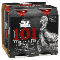 WILD TURKEY 101 and COLA 6.5% 4 x 375ML CANS - Image 1
