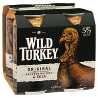 WILD TURKEY and COLA 5% 4 x 375ML CANS - Image 1