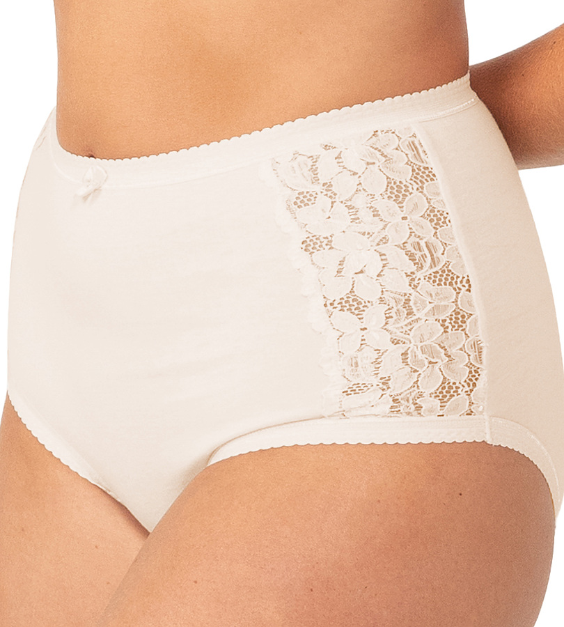 Cotton and Lace Full Brief - Body Beige - Image 3