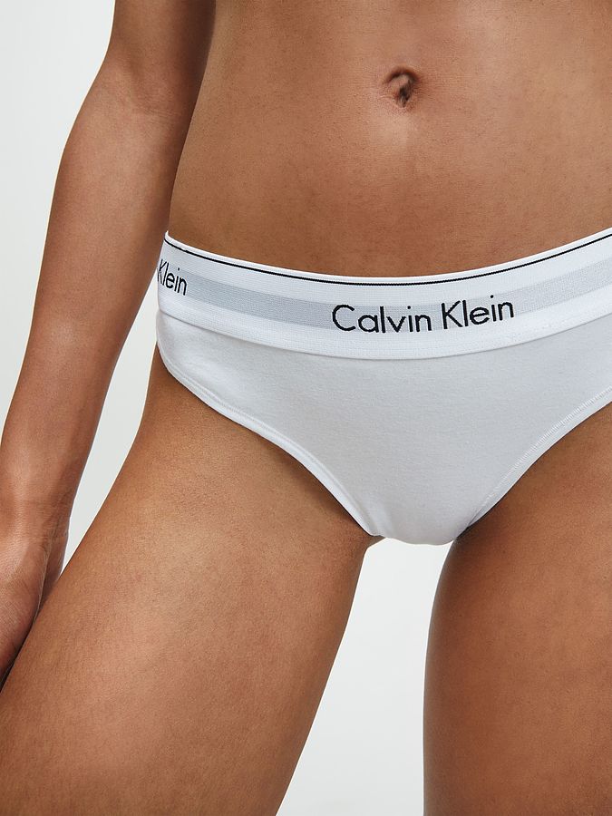 Calvin Klein Modern Cotton Thong - Charcoal and Topaz