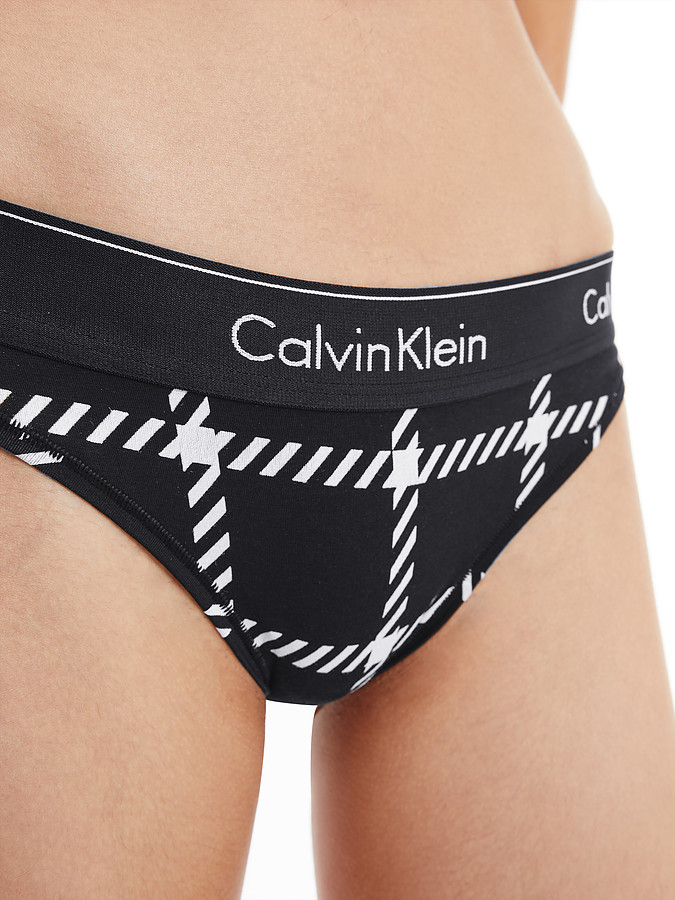 Calvin Klein Modern Cotton Thong - Charcoal and Topaz