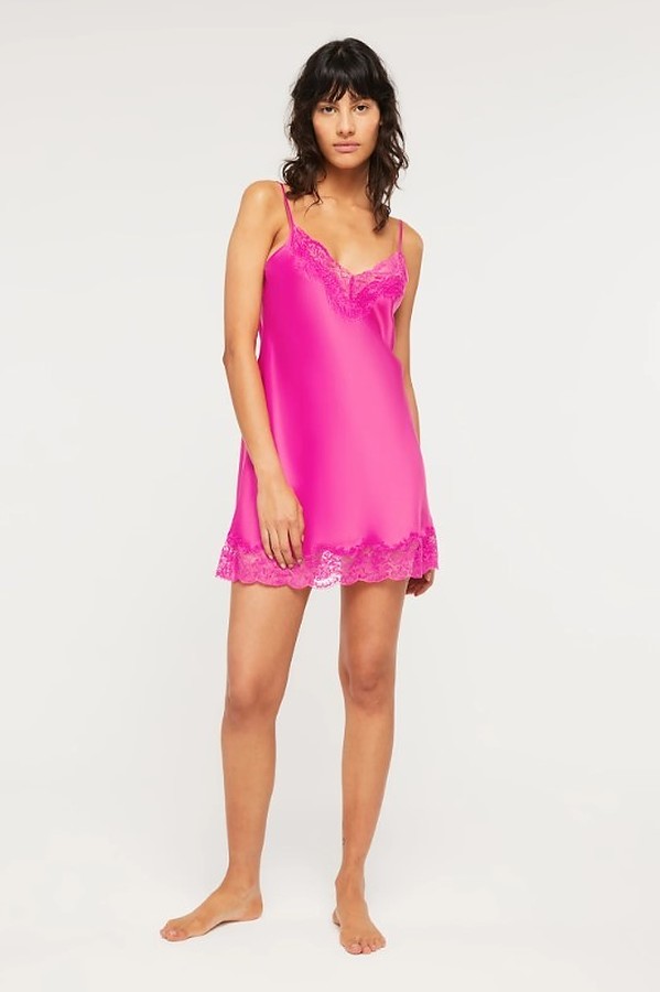 Silk Lace Chemise - Electric Pink - Image 2