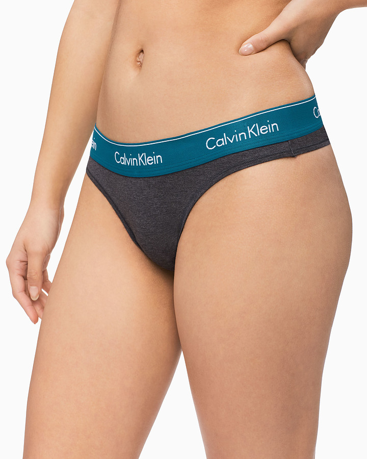 Modern Cotton Thong - Charcoal and Topaz - Image 2