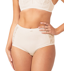Cotton and Lace Full Brief + Body Beige