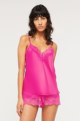 Silk Lace Camisole and Short Set + Electric Pink