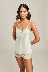 Silk Lace Camisole and Short Set + Soft Sage