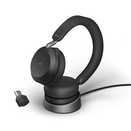 Jabra Evolve2 75 MS Stereo Bluetooth Headset with Stand (USB-C)