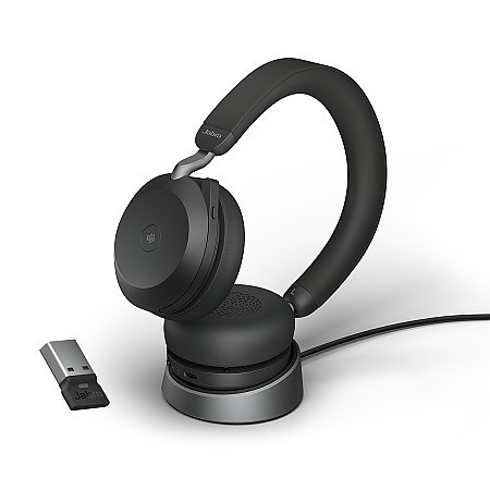 Jabra Evolve2 75 MS Stereo Bluetooth Headset with Stand
