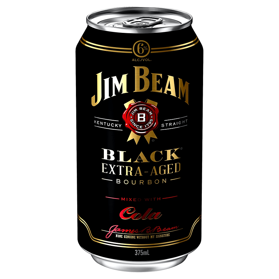 Jim Beam Black Label And Cola 5 375ml Can Ready To Drink Premix