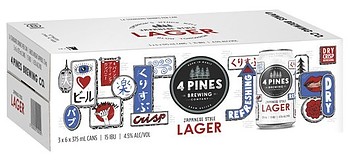 4 PINES JAPANESE BEER 375ML CANS 18PK