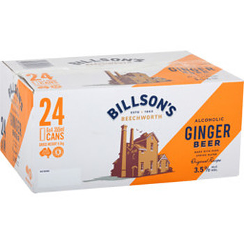 BILLSONS GINGER BEER CANS 355ML 24PK