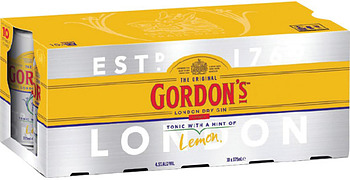 GORDONS GIN AND TONIC WITH LEMON CAN 10PK