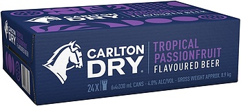 CARLTON DRY TROPICAL PASSIONFRUIT 330ML CAN 24PK