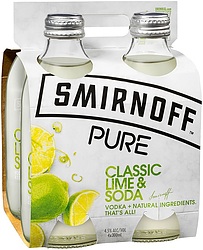 SMIRNOFF PURE CLASSIC LIME AND SODA 4PK