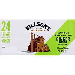 BILLSONS VODKA GINGER BEER SPICED APPLE + LIME CANS 24PK