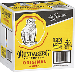 BUNDABERG UP AND COLA 4.6% BTL 640ML 12PK