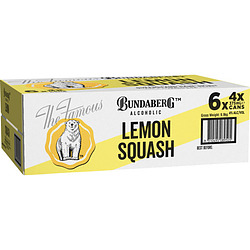 BUNDABERG LEMON SQUASH CANS 24PK