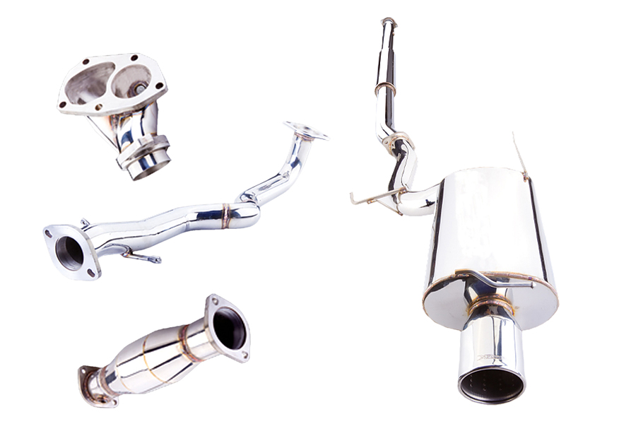 XFORCE Mitsubishi Lancer EVO 7,8,9 3.0" Turbo-Back System with Oval Single 4.5" Tip Muffler Stainless Steel - Image 1
