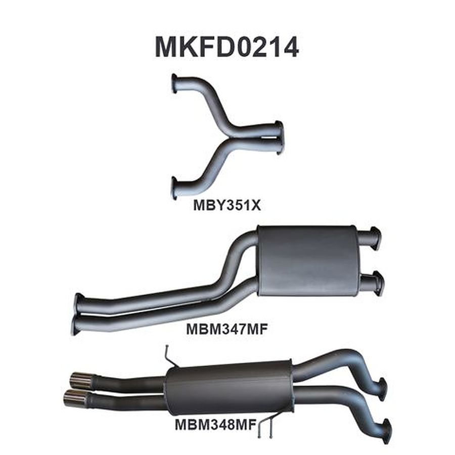 Manta Aluminised Steel 2.5" Dual Cat-Back (quiet) for Ford Falcon FG FPV 5.0L Supercharged V8 Ute (all models) . Exhaust exit out  driver's side. - Image 1