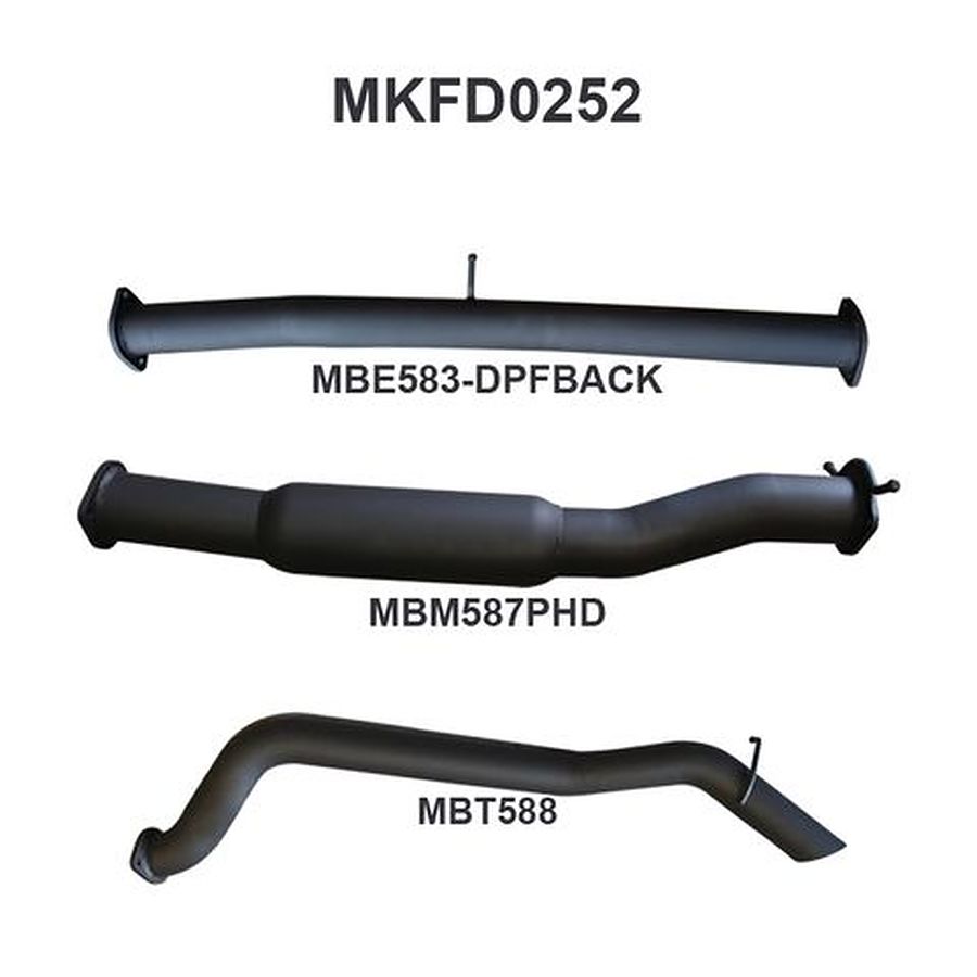 Manta Aluminised Steel 3.0" Single dpf-back (quiet) for Ford Ranger PXII Dual Cab 3.2 Litre CRD October 2016 #8211; Current (with DPF) - Image 1