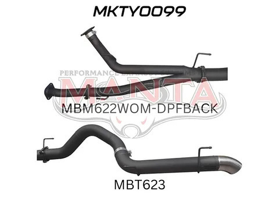 Manta Aluminised Steel 3.0" Dual-into-4.0" Single-extreme dpf-back (quiet) for Toyota Landcruiser VDJ200 4.5 Litre V8 Twin Turbo Diesel Wagon (with DPF) 2015 on - Image 2