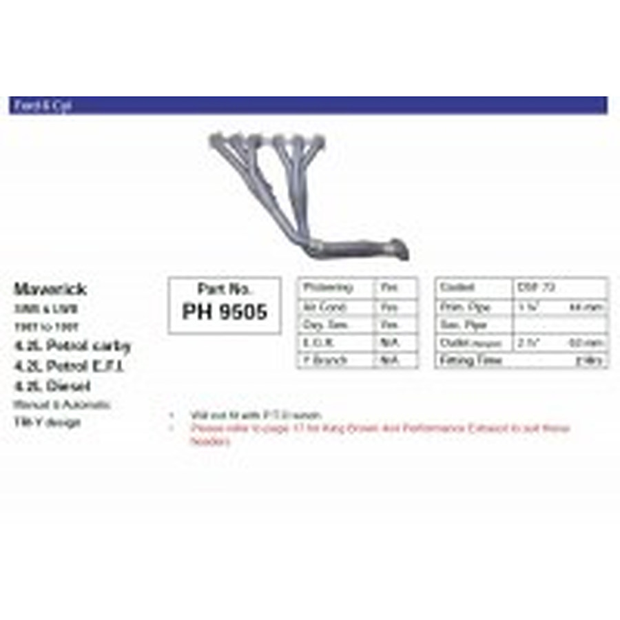 Pacemaker Extractors for Ford GQ PATROL GQ FORD MAVERICK HEADER 4.2 Diesel and Petrol 1987-1997 (DSF73) - Image 1