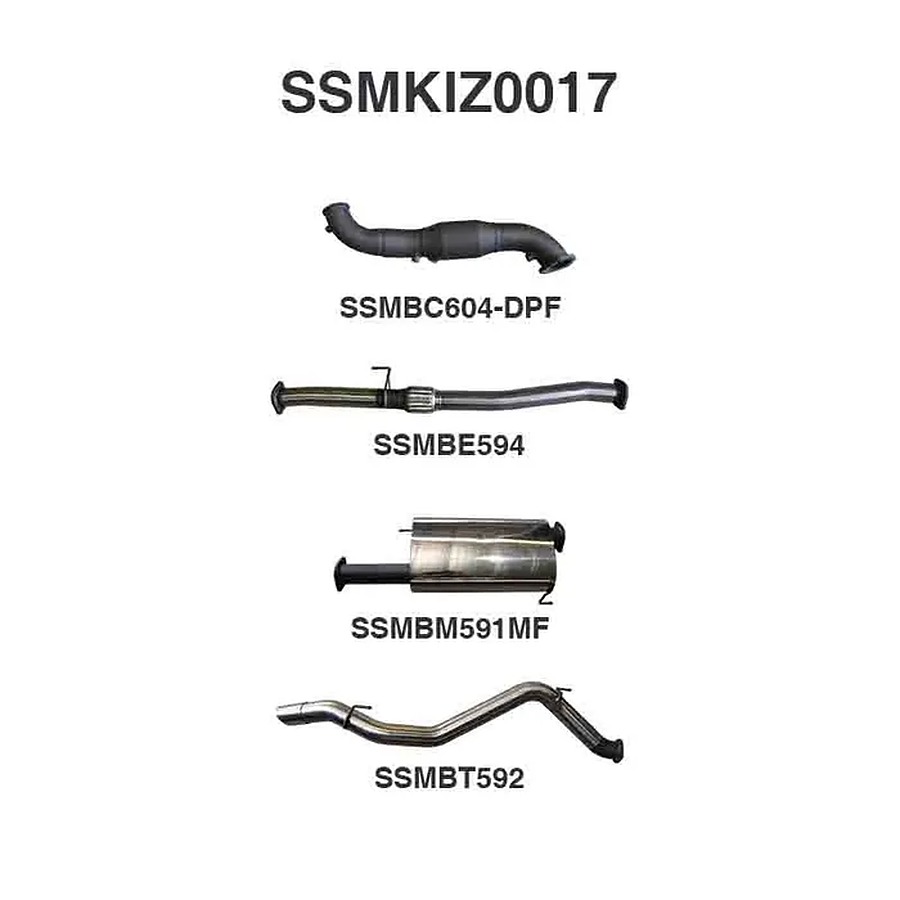 Manta Stainless Steel 3.0" Single Turbo Back DPF Delete with Cat (remap required) (quiet) for Isuzu MU-X 3.0L CRD 2017-on - Image 1