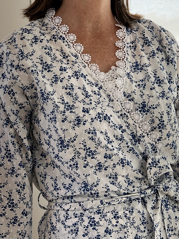 Cotton Dressing Gown MND 791 Swiss Blue Print