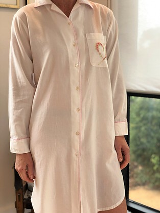 more on Cotton Nightie MND 785 White brushed twill sleepshirt with Embroidery