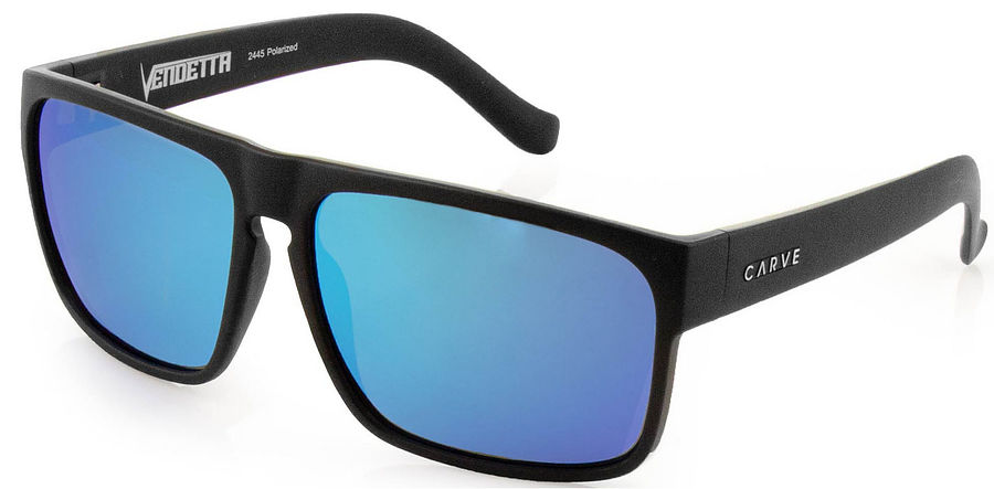 Carve Eyewear Vendetta Matt Black Blue Iridium Polarised Sunglasses