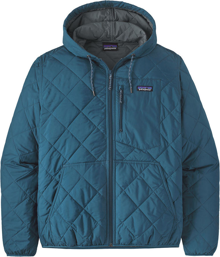 Patagonia Diamond Quilted Bomber Hoody Jacket Wavy Blue