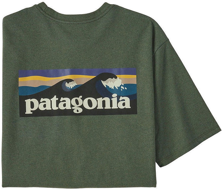 Patagonia Men's Boardshort Logo Pocket Responsibili T-Shirt Hemlock Green